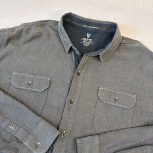 Kuhl Button Down Shirt Mens XXL Charcoal Gray Cotton Tencel Long Sleeve 7244